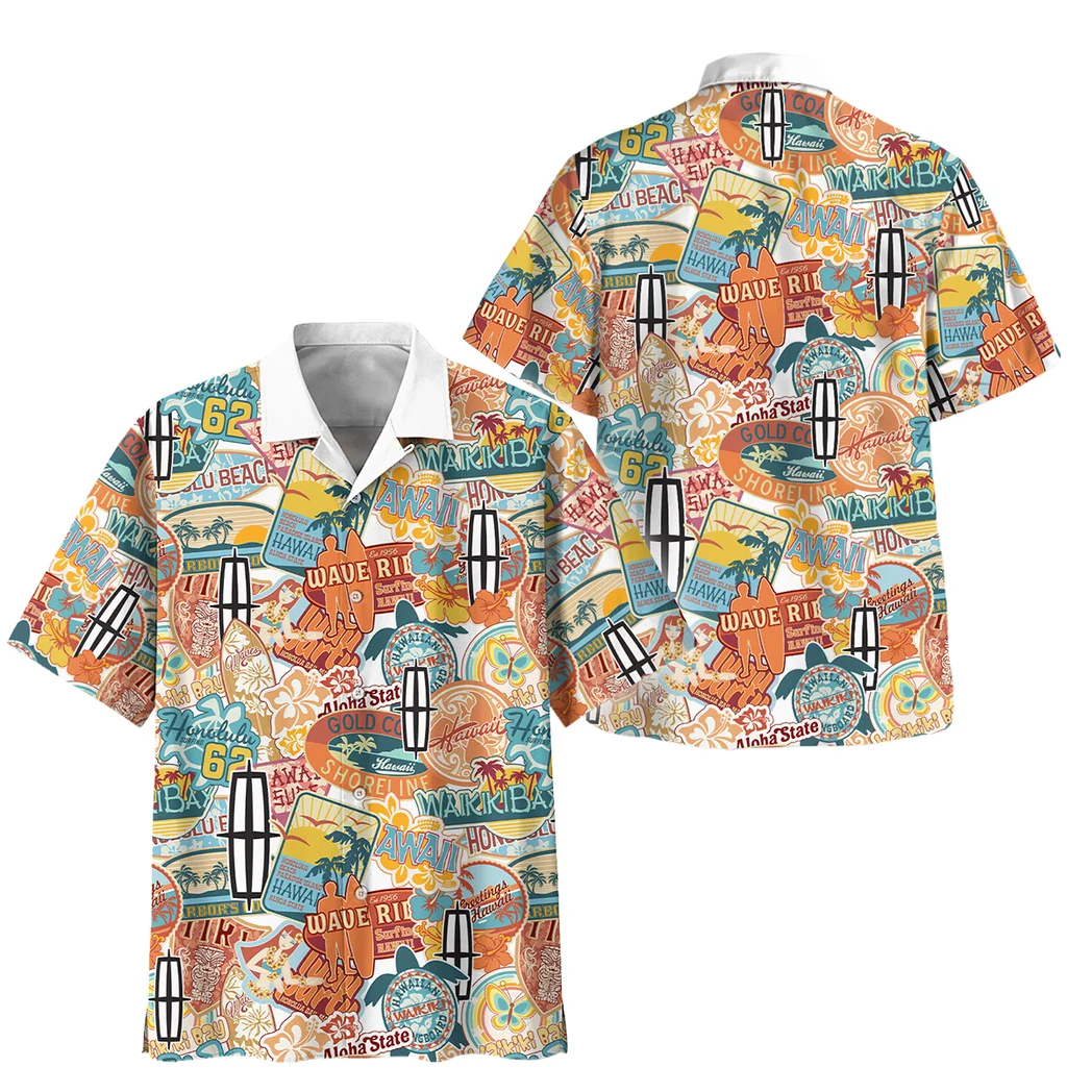 Lincoln Hawaiian Shirt Exclusive Logo, Street Racer Button Shirt HVN1539LI