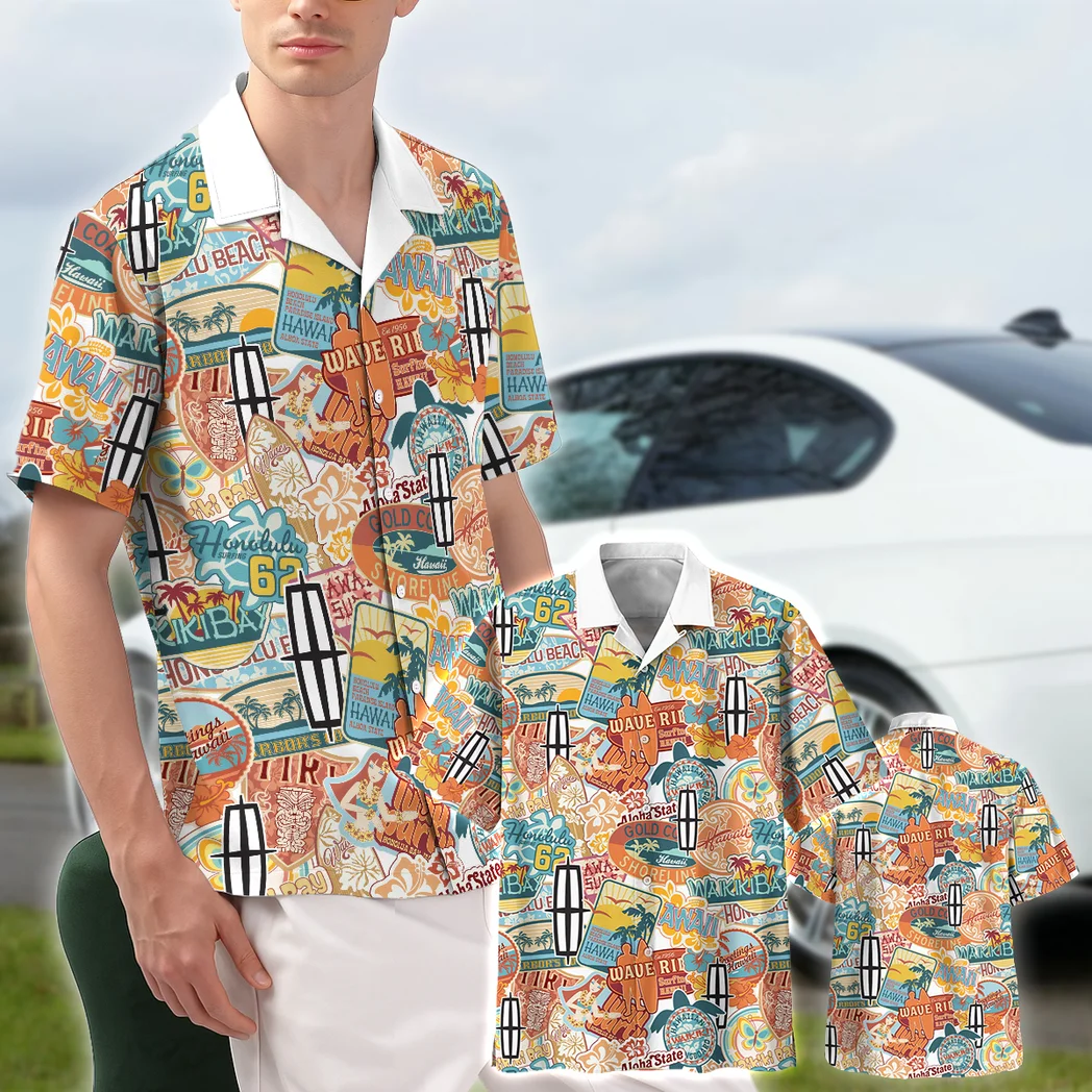Lincoln Hawaiian Shirt Exclusive Logo, Street Racer Button Shirt HVN1539LI