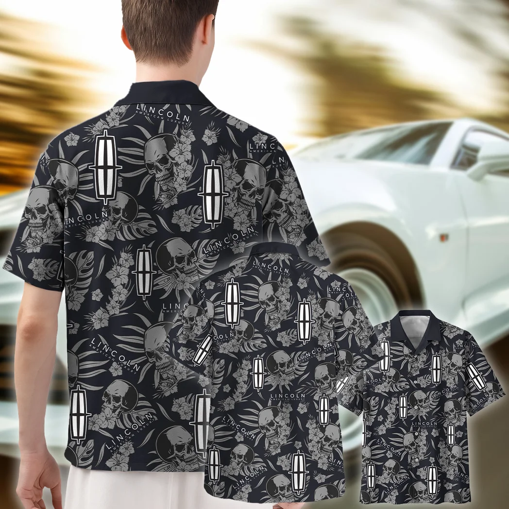 Lincoln Hawaiian Shirt Skull Design, Chrome Wave Button Shirt HVN1535LI