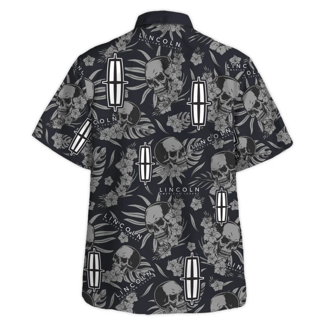 Lincoln Hawaiian Shirt Skull Design, Chrome Wave Button Shirt HVN1535LI