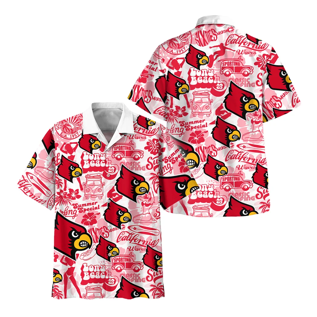 Louisville Cardinals Hawaiian Shirt Logo Print, Fan Pride Button Shirt HVN1467LC