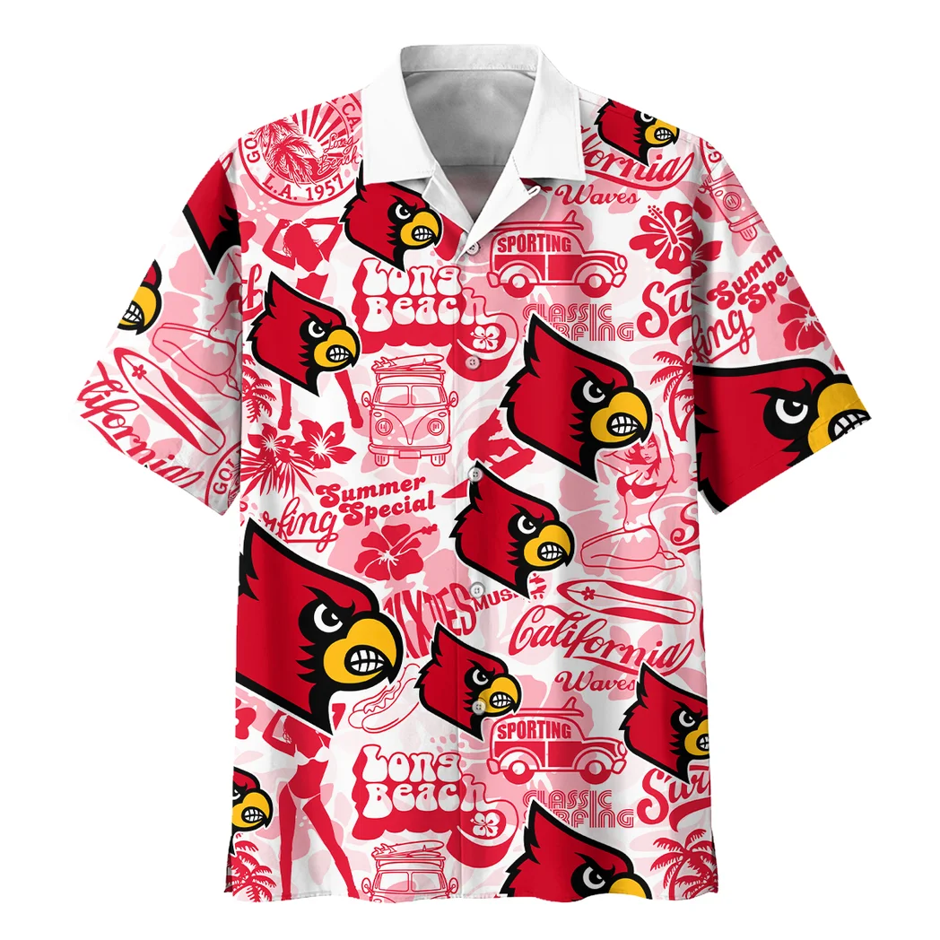 Louisville Cardinals Hawaiian Shirt Logo Print, Fan Pride Button Shirt HVN1467LC