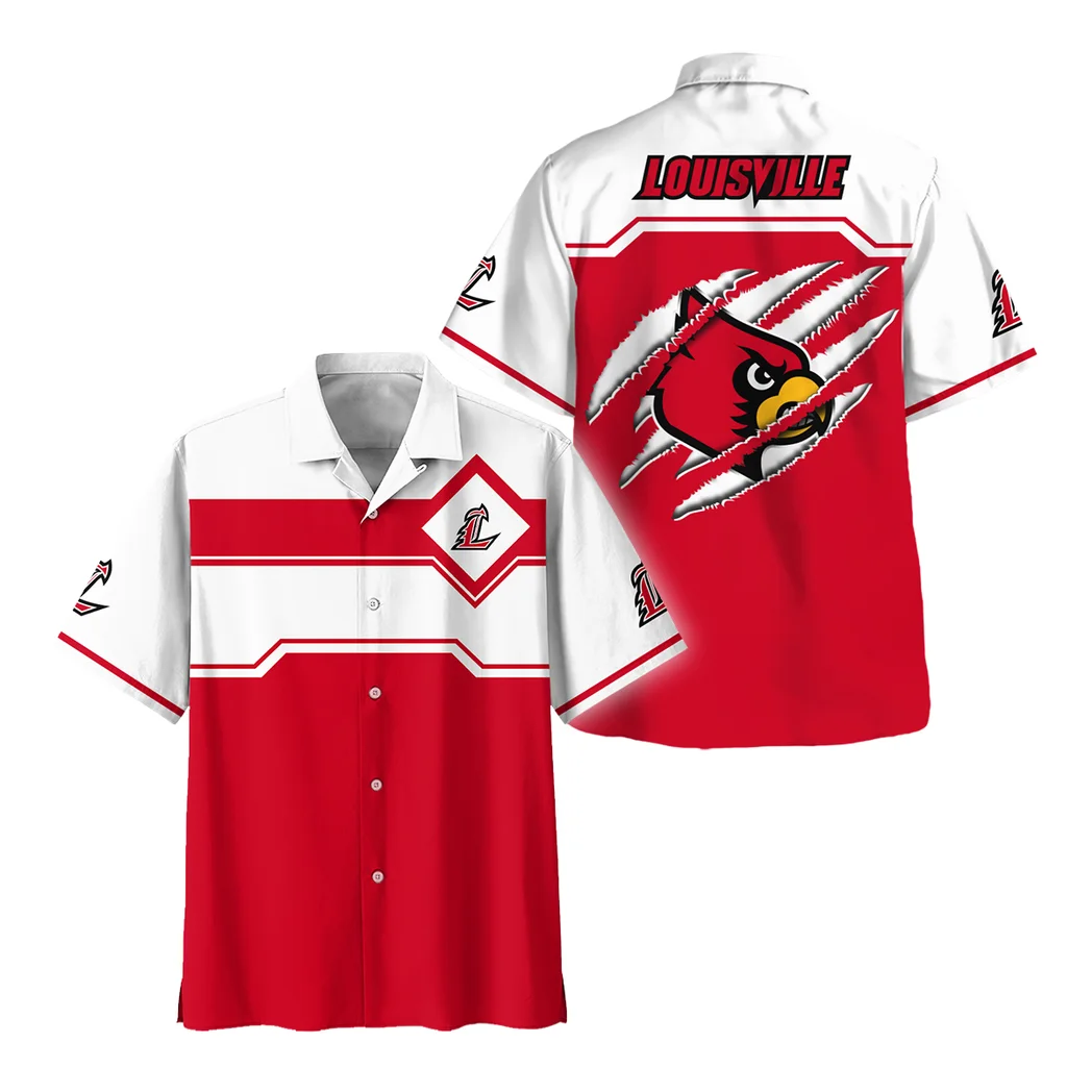 Louisville Cardinals Hawaiian Shirt Logo Print, Tailgate Vibe Button Shirt HVN1469LC