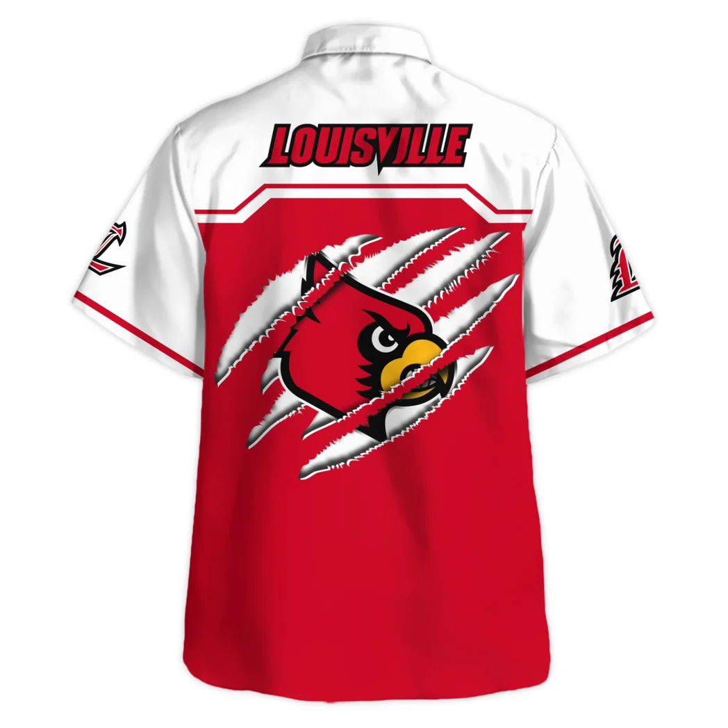 Louisville Cardinals Hawaiian Shirt Logo Print, Tailgate Vibe Button Shirt HVN1469LC