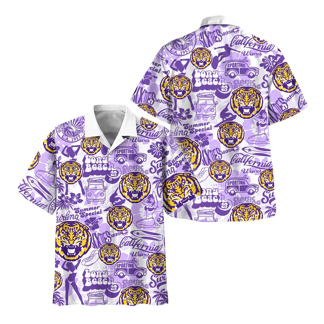 LSU Tigers Hawaiian Shirt Logo Print, Everyday Spirit Button Shirt HVN1467LS