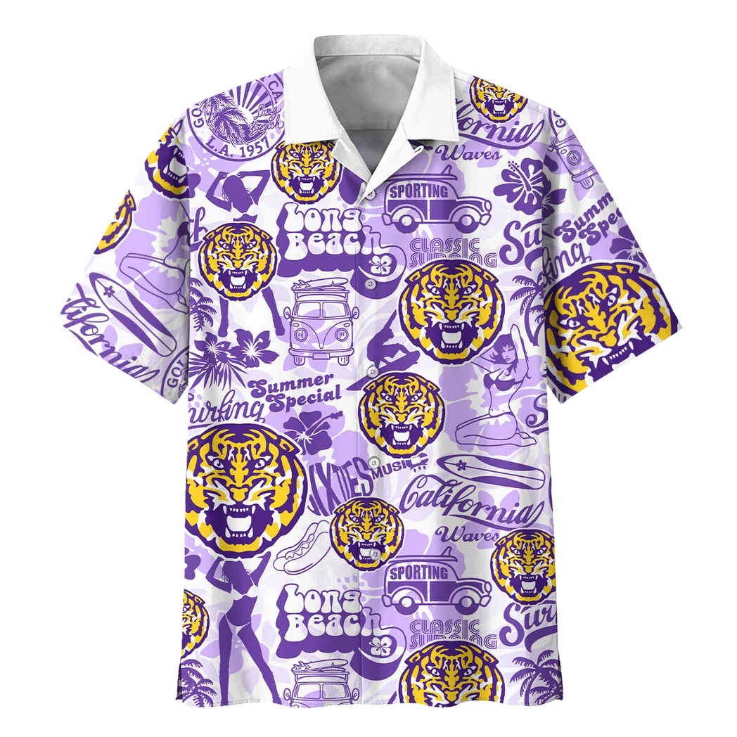 LSU Tigers Hawaiian Shirt Logo Print, Everyday Spirit Button Shirt HVN1467LS
