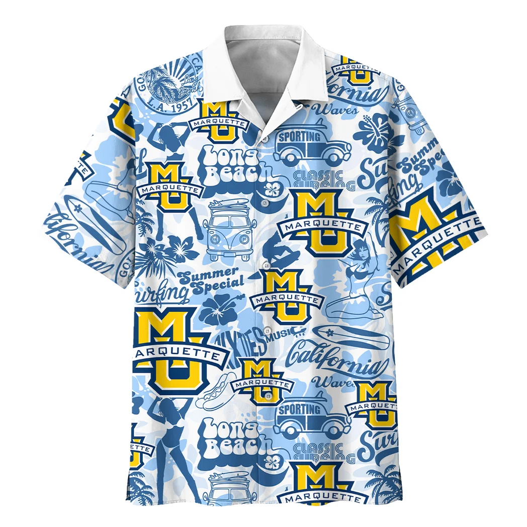 Marquette Golden Eagles Hawaiian Shirt Logo Print, Tropical Match Day Shirt HVN1467MG