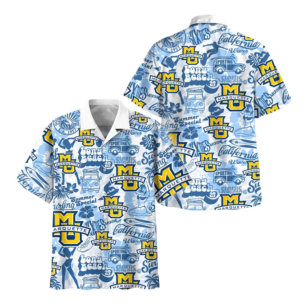 Marquette Golden Eagles Hawaiian Shirt Logo Print, Tropical Match Day Shirt HVN1467MG