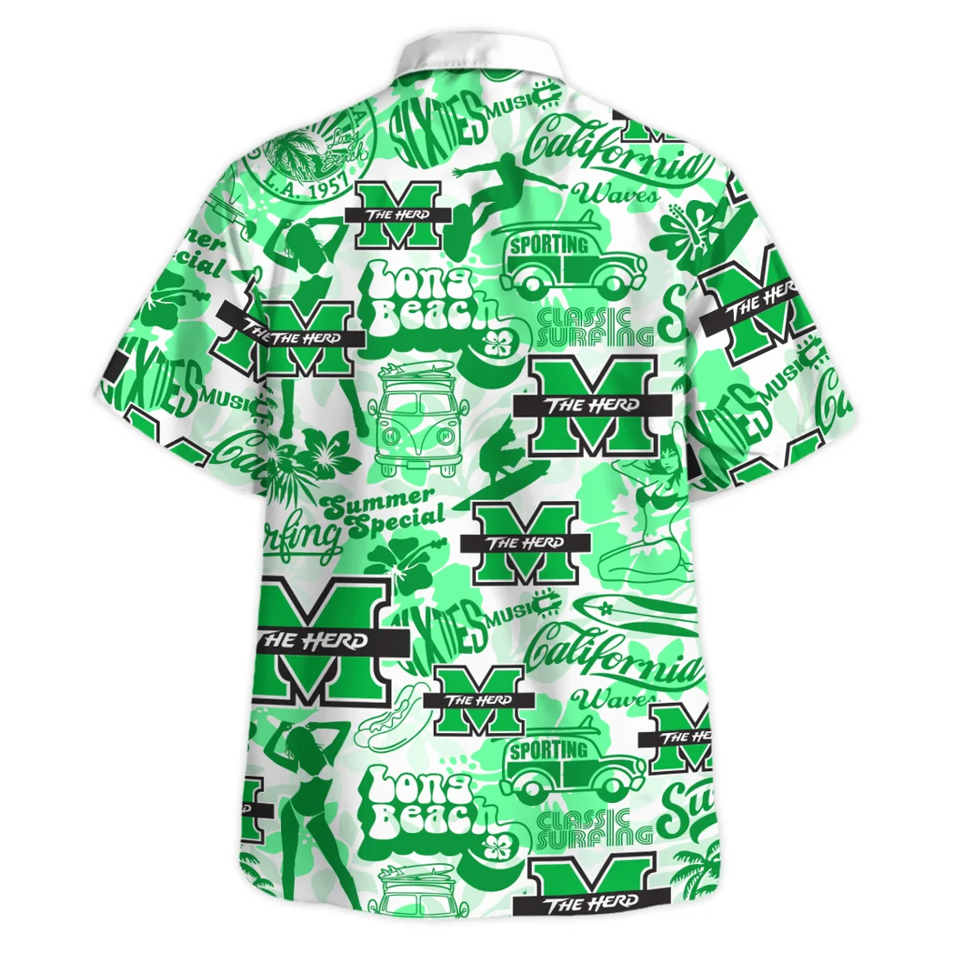 Marshall Thundering Herd Hawaiian Shirt Logo Print, Fan Vibe Button Shirt HVN1467MT