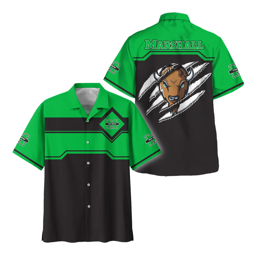 Marshall Thundering Herd Hawaiian Shirt Logo Print, Tropical Match Day Shirt HVN1469MT