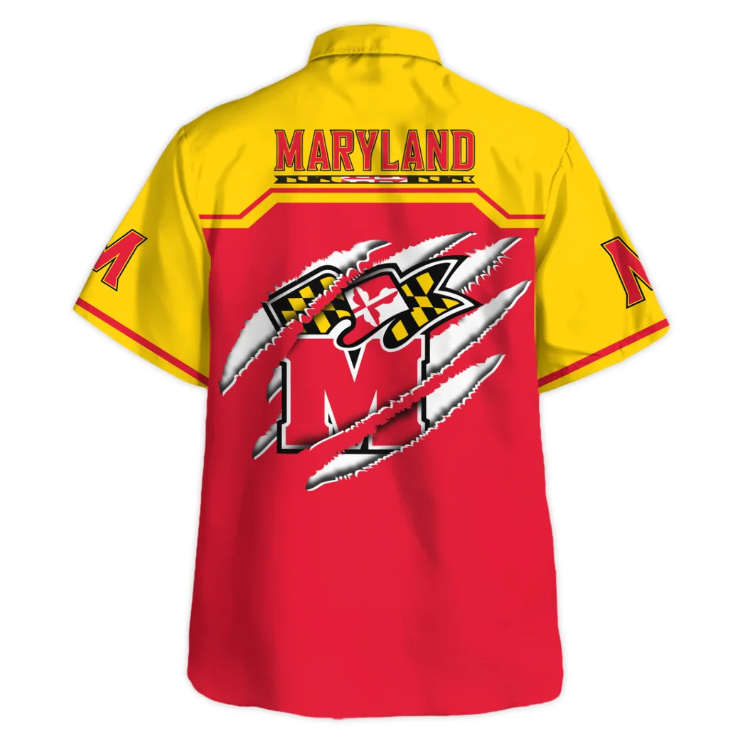 Maryland Terrapins Hawaiian Shirt Logo Print, Fan Vibe Button Shirt HVN1469MT