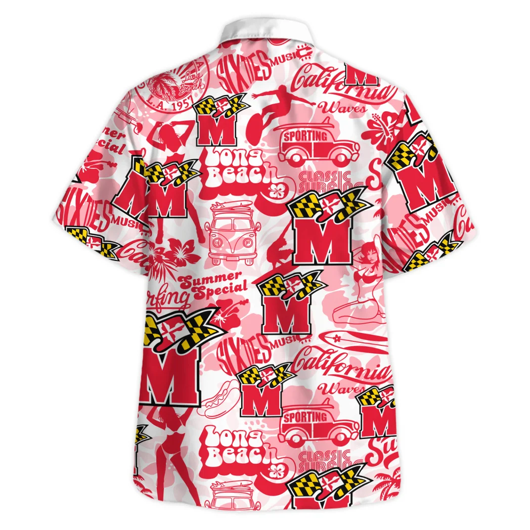 Maryland Terrapins Hawaiian Shirt Logo Print, Sport Pride Button Shirt HVN1467MT