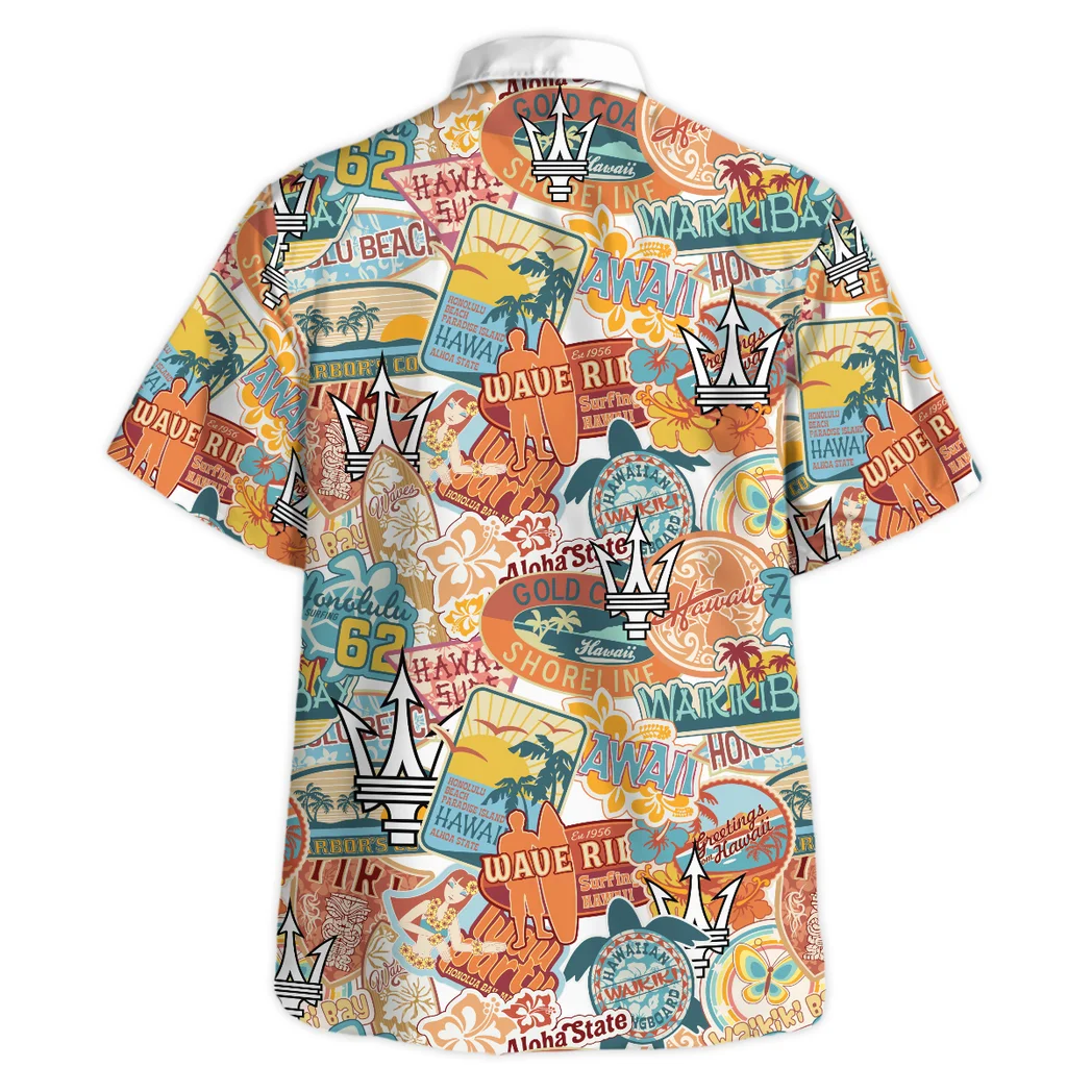 Maserati Hawaiian Shirt Exclusive Logo, Road-Trip Ready Button Shirt HVN1539MAS