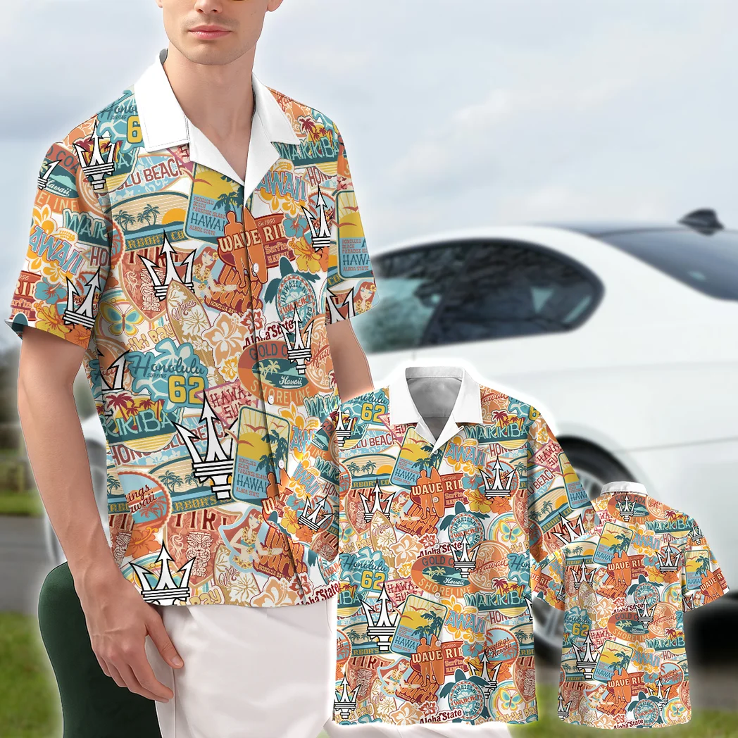 Maserati Hawaiian Shirt Exclusive Logo, Road-Trip Ready Button Shirt HVN1539MAS
