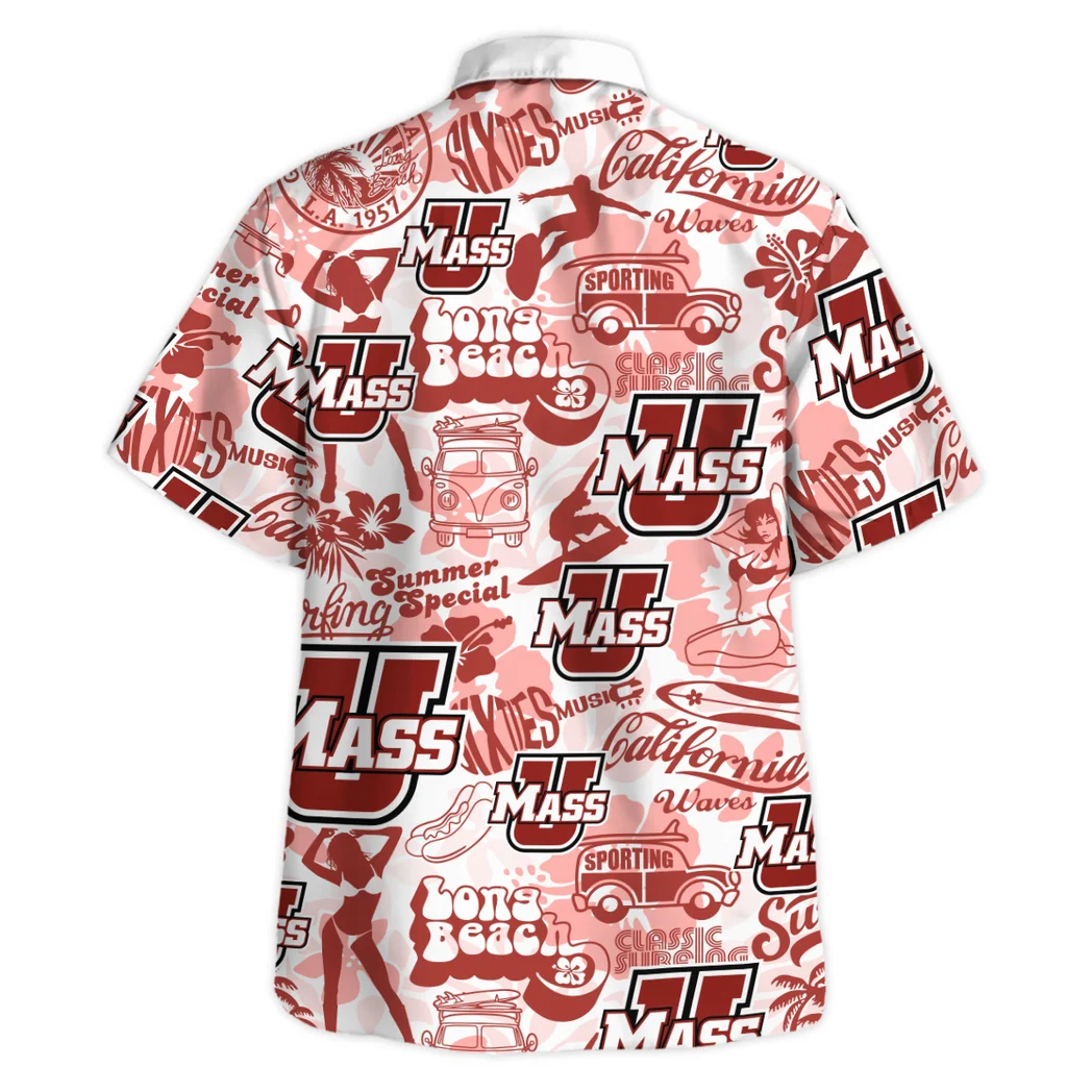 Massachusetts Minutemen Hawaiian Shirt Logo Print, Tropical Supporter Button Shirt HVN1467MM