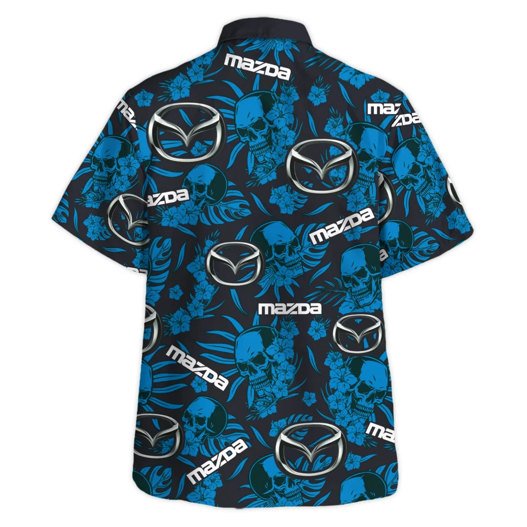 Mazda Hawaiian Shirt Skull Design, Chrome Wave Button Shirt HVN1535MAZ