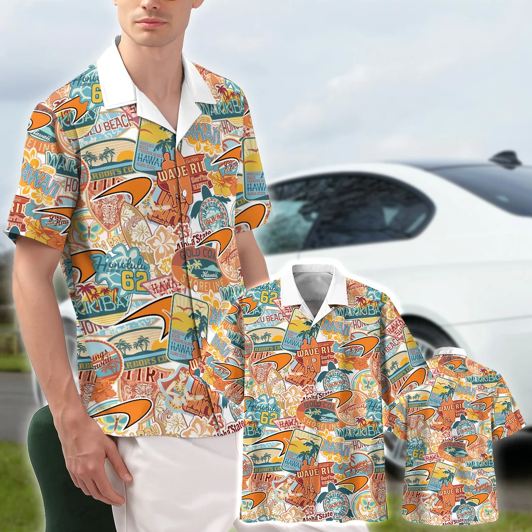 Mclaren Hawaiian Shirt Exclusive Logo, Road Life Button Shirt HVN1539MC