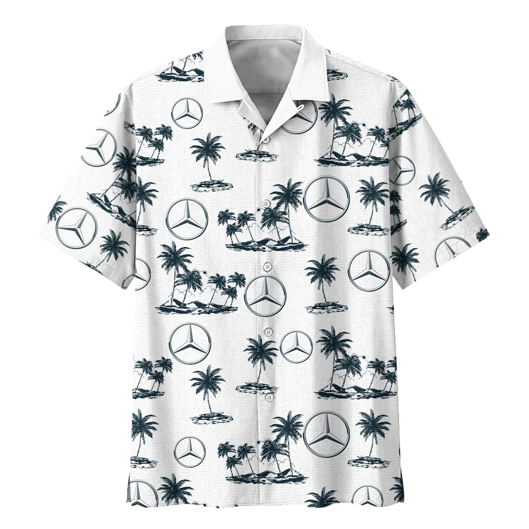 Mercedes Benz Hawaiian Shirt Tropical Style, Auto Fan Button Shirt HVN1536MB