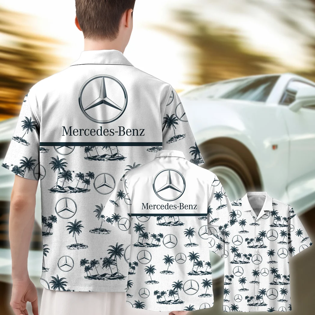 Mercedes Benz Hawaiian Shirt Tropical Style, Auto Fan Button Shirt HVN1536MB