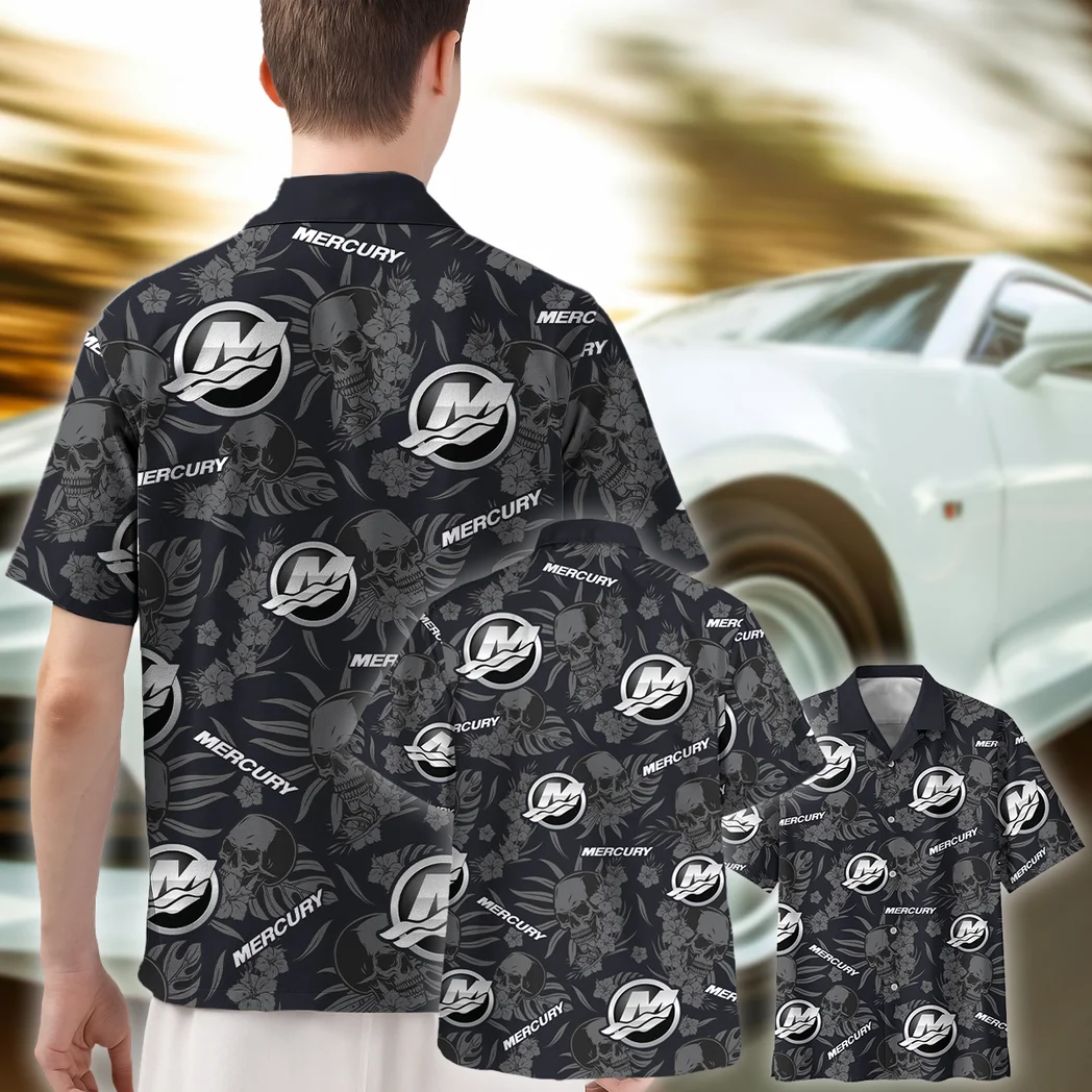 Mercury Marine Hawaiian Shirt Skull Design, Street-Ready Button Shirt HVN1535MM