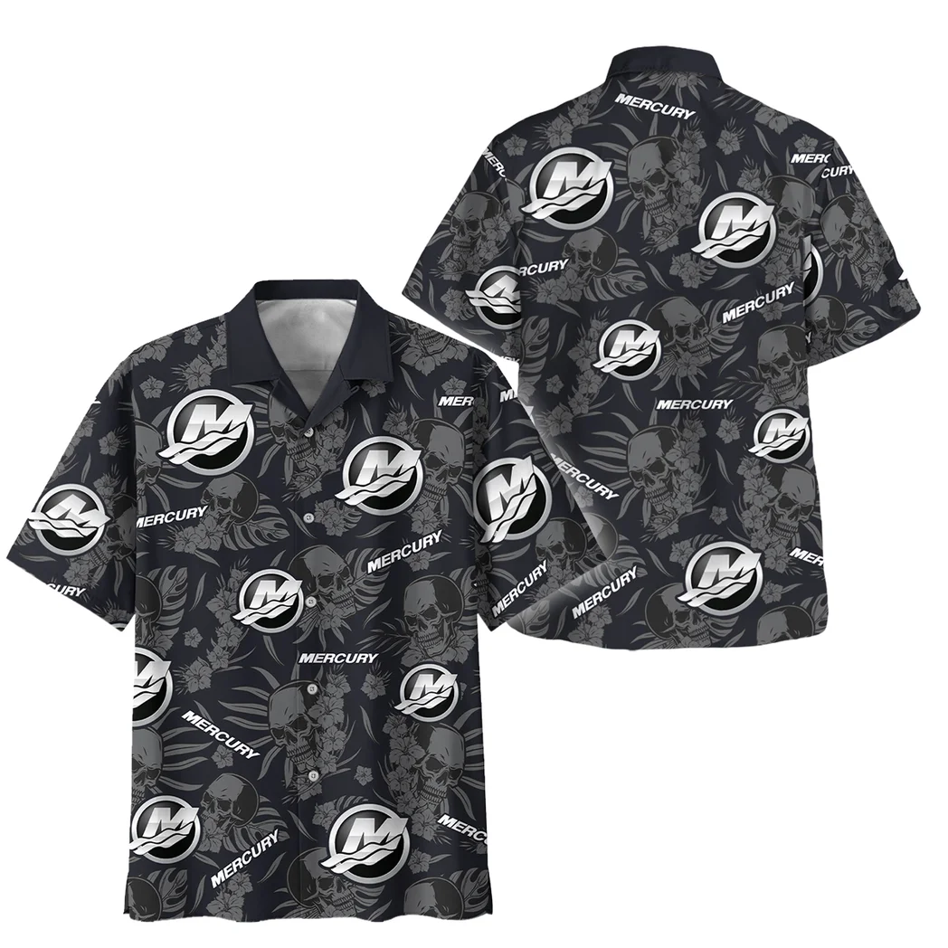 Mercury Marine Hawaiian Shirt Skull Design, Street-Ready Button Shirt HVN1535MM