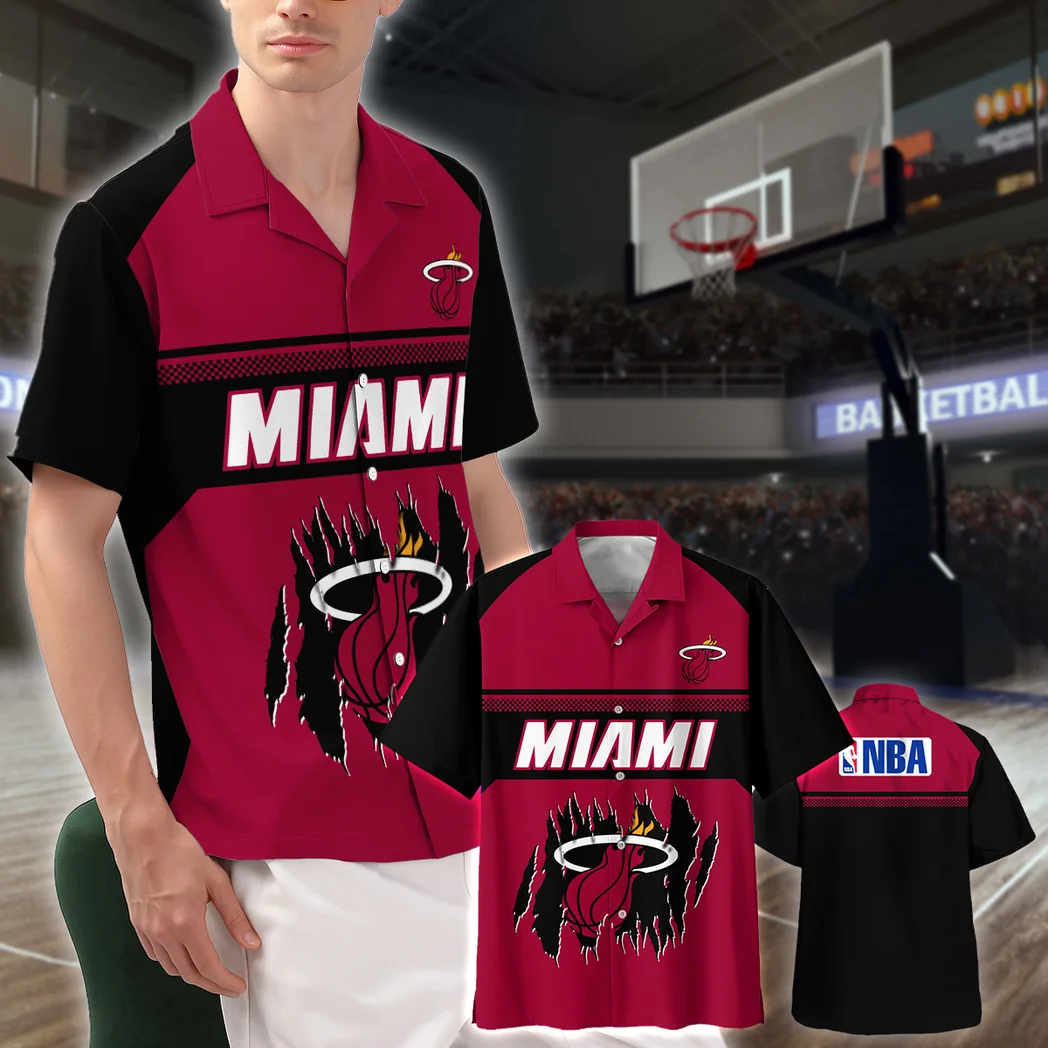 Miami Heat Hawaiian Shirt Logo Print, Bold Supporter Button Shirt HVN1528MH
