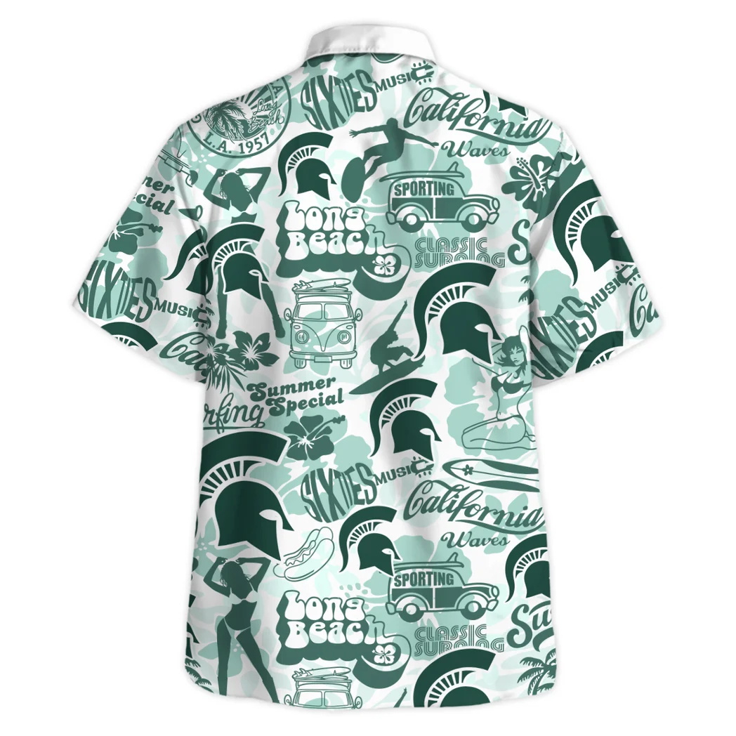 Michigan State Spartans Hawaiian Shirt Logo Print, Victory Spirit Button Shirt HVN1467MS
