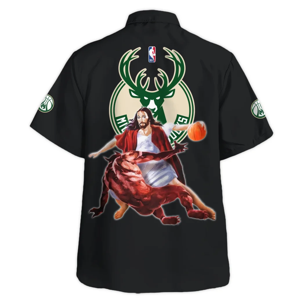 Milwaukee Bucks Hawaiian Shirt Logo Print, Tailgate Vibe Button Shirt HVN1532MB