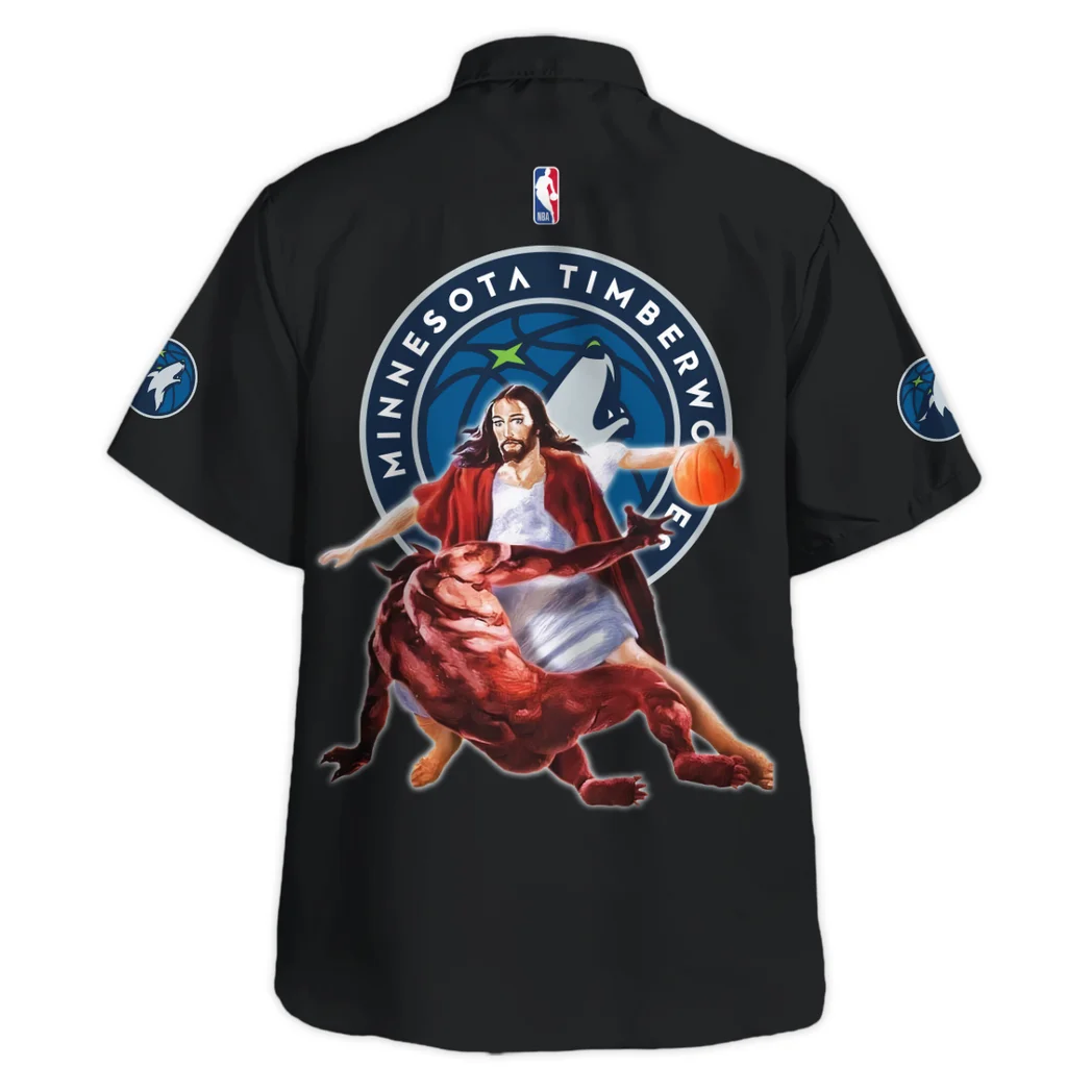 Minnesota Timberwolves Hawaiian Shirt Logo Print, Tropical Supporter Button Shirt HVN1532MT