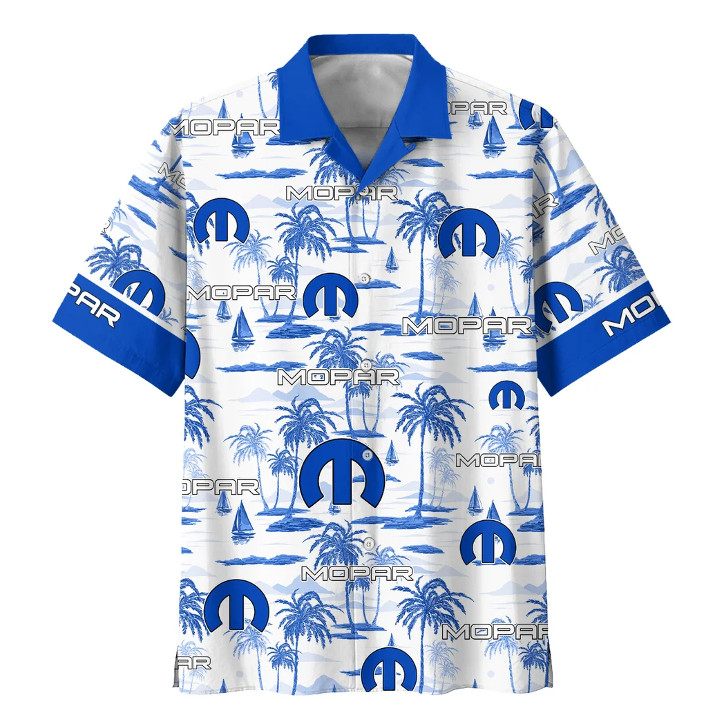 Mopar Hawaiian Shirt Exclusive Logo, Road Life Button Shirt HVN1534MO