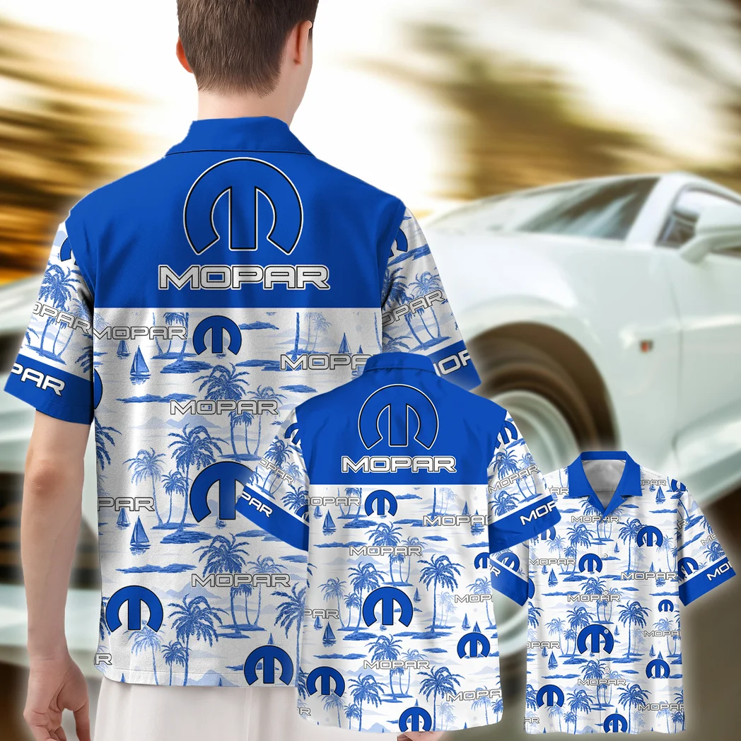 Mopar Hawaiian Shirt Exclusive Logo, Road Life Button Shirt HVN1534MO
