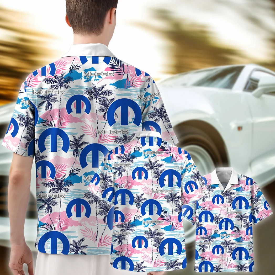 Mopar Hawaiian Shirt Logo Print, Gearhead Style Button Shirt HVN1538MO