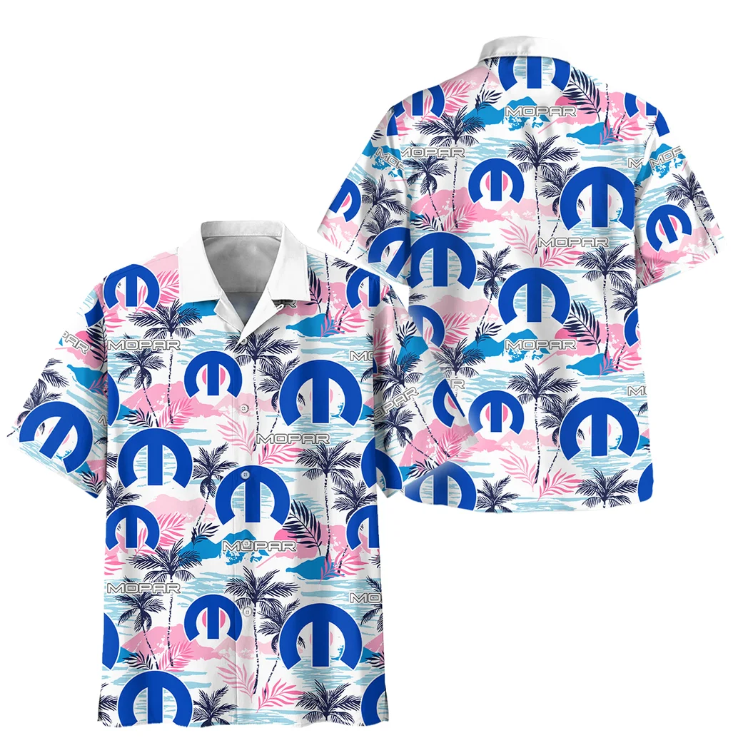 Mopar Hawaiian Shirt Logo Print, Gearhead Style Button Shirt HVN1538MO