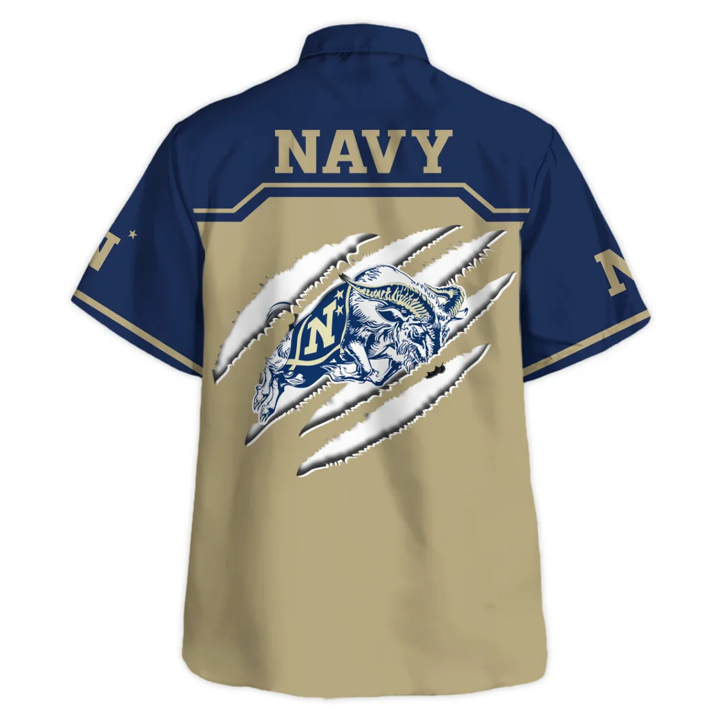 Navy Midshipmen Hawaiian Shirt Logo Print, Everyday Spirit Button Shirt HVN1469NM