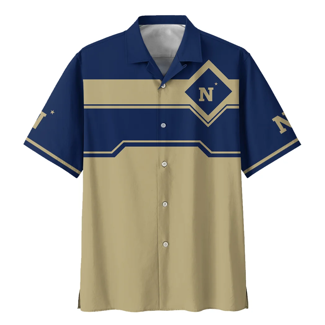 Navy Midshipmen Hawaiian Shirt Logo Print, Everyday Spirit Button Shirt HVN1469NM