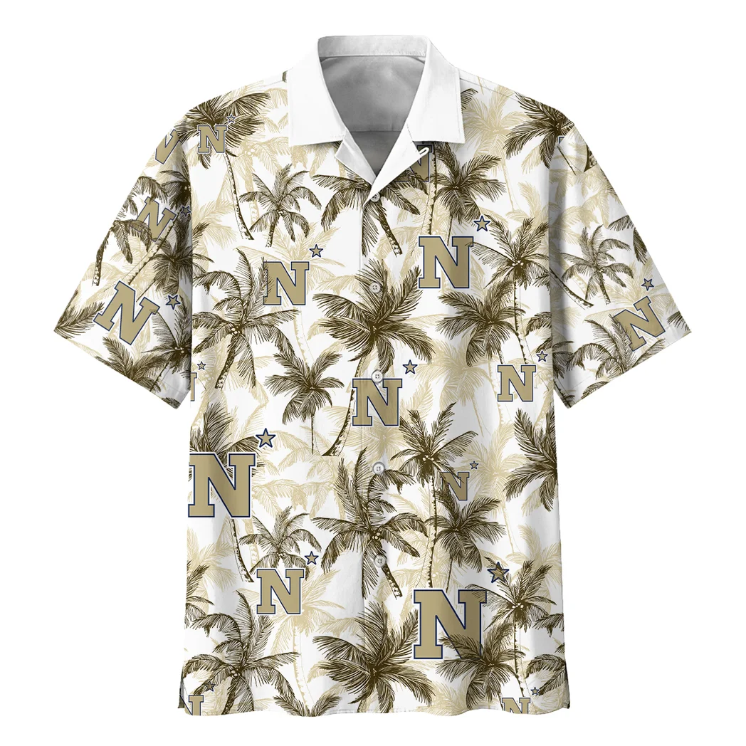 Navy Midshipmen Hawaiian Shirt Logo Print, Fan Lifestyle Button Shirt HVN1468NM