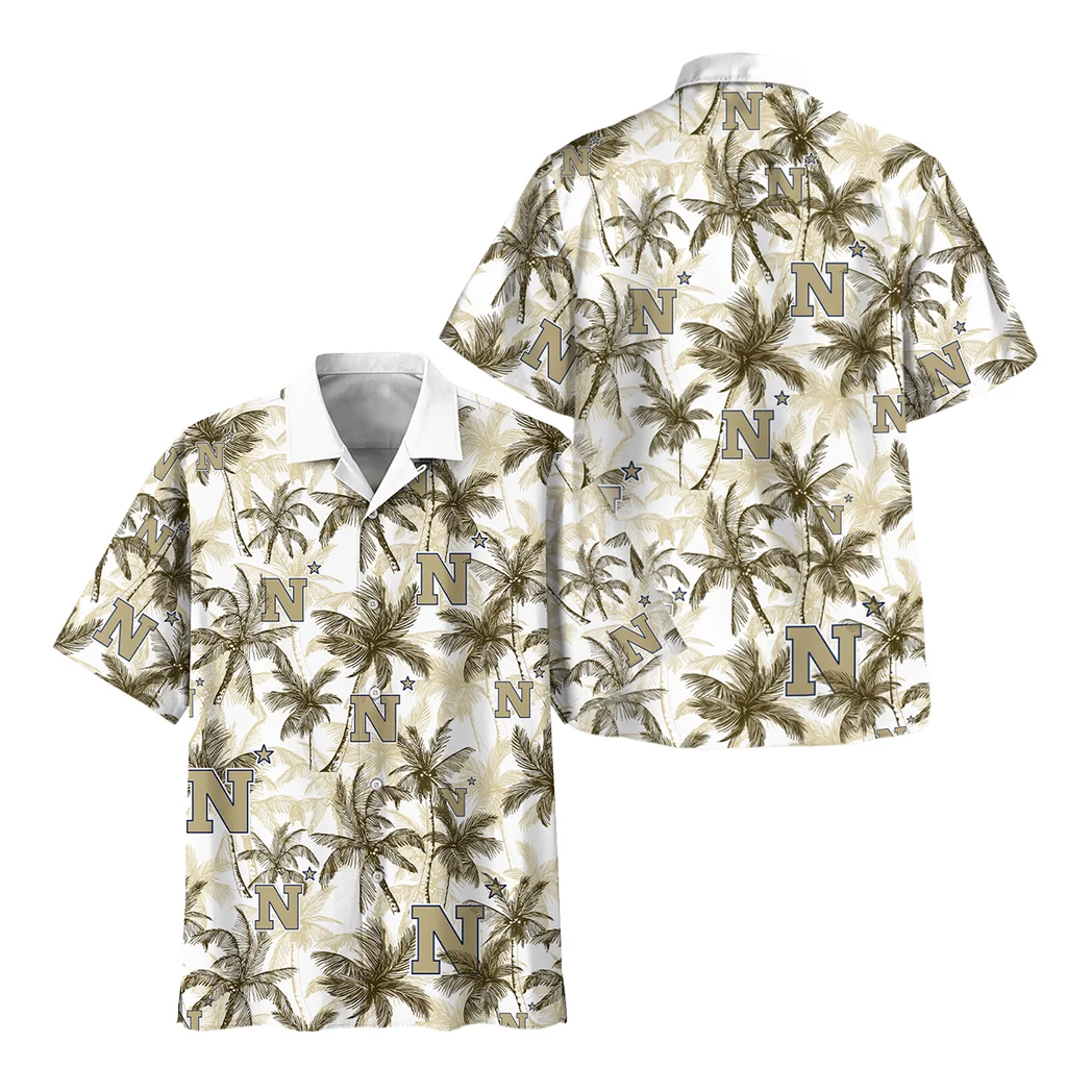 Navy Midshipmen Hawaiian Shirt Logo Print, Fan Lifestyle Button Shirt HVN1468NM