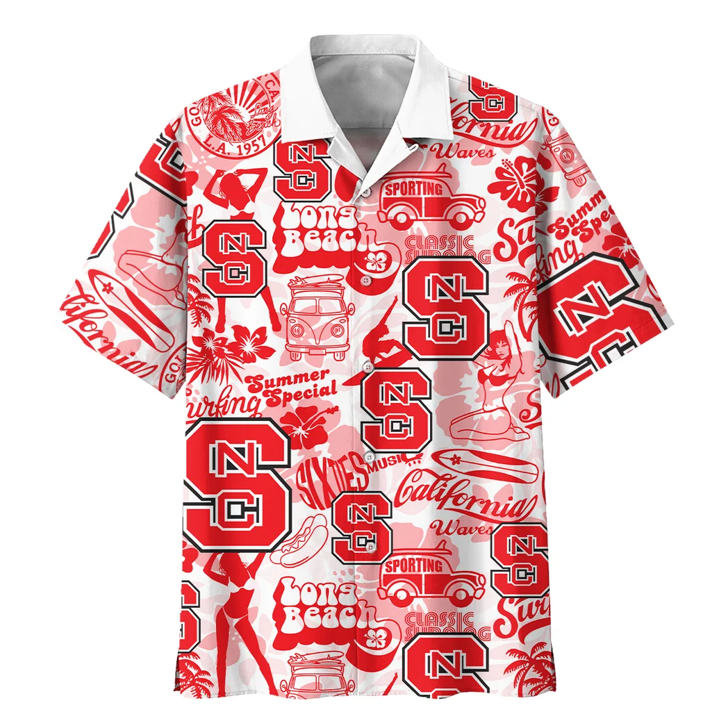 NC State Wolfpack Hawaiian Shirt Logo Print, Bold Spirit Button Shirt HVN1467NC