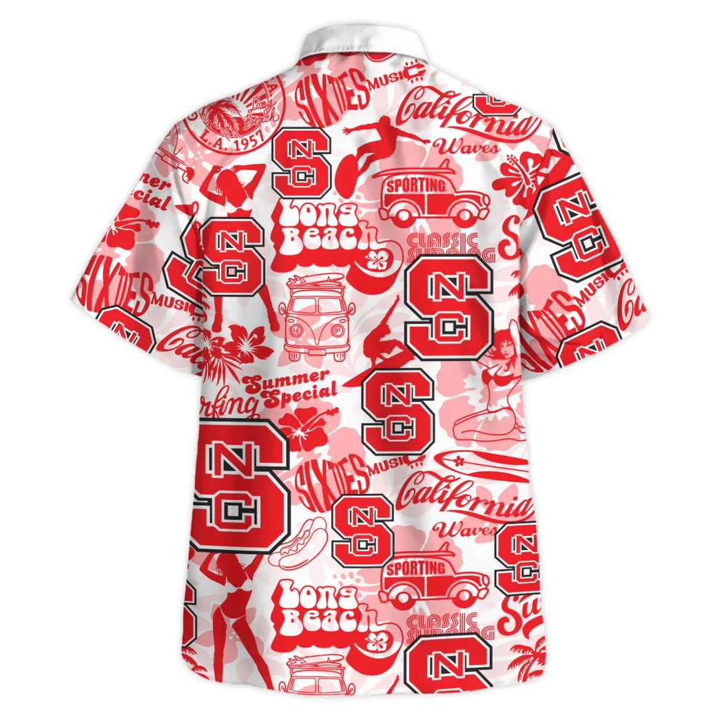 NC State Wolfpack Hawaiian Shirt Logo Print, Bold Spirit Button Shirt HVN1467NC
