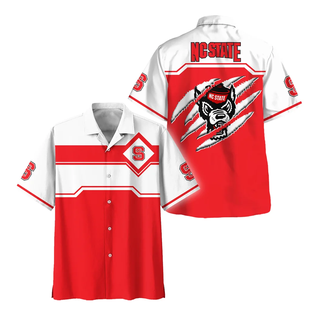 NC State Wolfpack Hawaiian Shirt Logo Print, Fan Vibe Button Shirt HVN1469NC