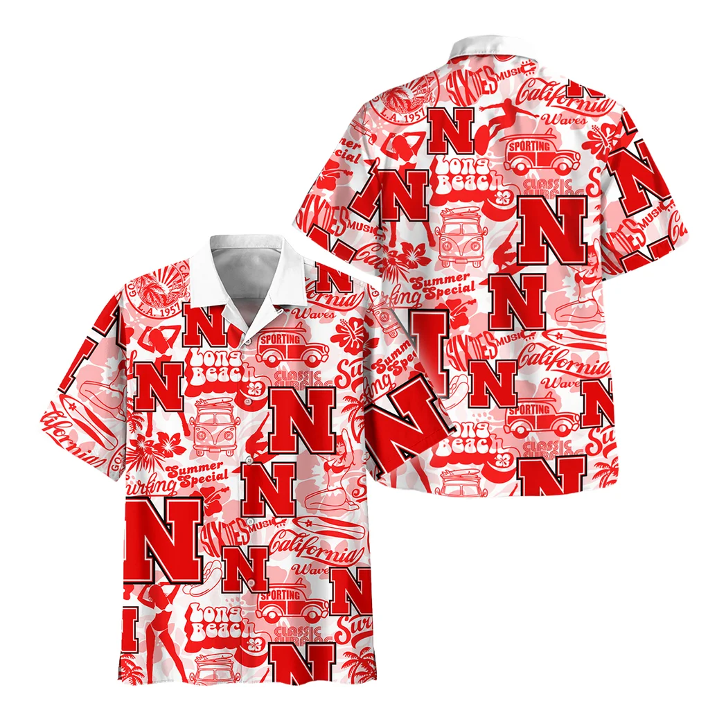 Nebraska Cornhuskers Hawaiian Shirt Logo Print, Bold Spirit Button Shirt HVN1467NC