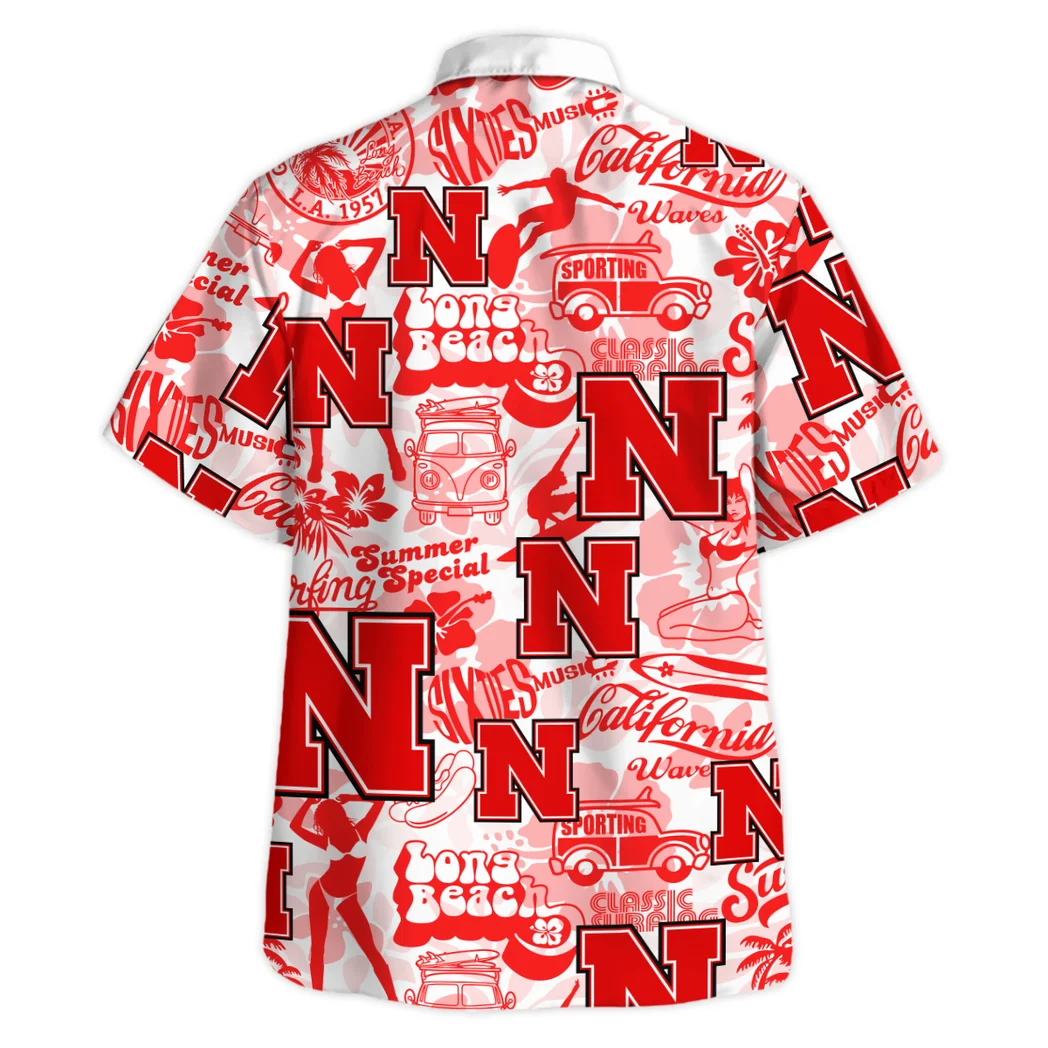 Nebraska Cornhuskers Hawaiian Shirt Logo Print, Bold Spirit Button Shirt HVN1467NC