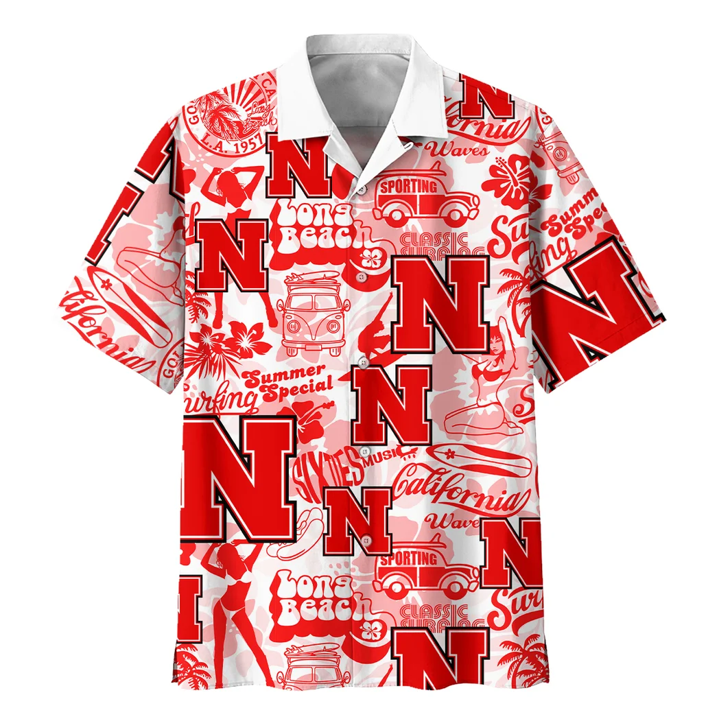 Nebraska Cornhuskers Hawaiian Shirt Logo Print, Bold Spirit Button Shirt HVN1467NC