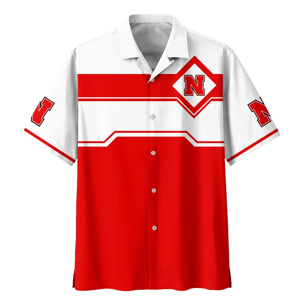 Nebraska Cornhuskers Hawaiian Shirt Logo Print, Tropical Supporter Button Shirt HVN1469NC