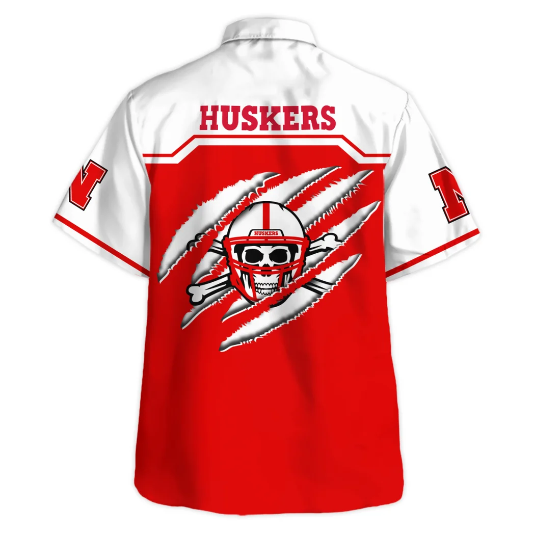 Nebraska Cornhuskers Hawaiian Shirt Logo Print, Tropical Supporter Button Shirt HVN1469NC