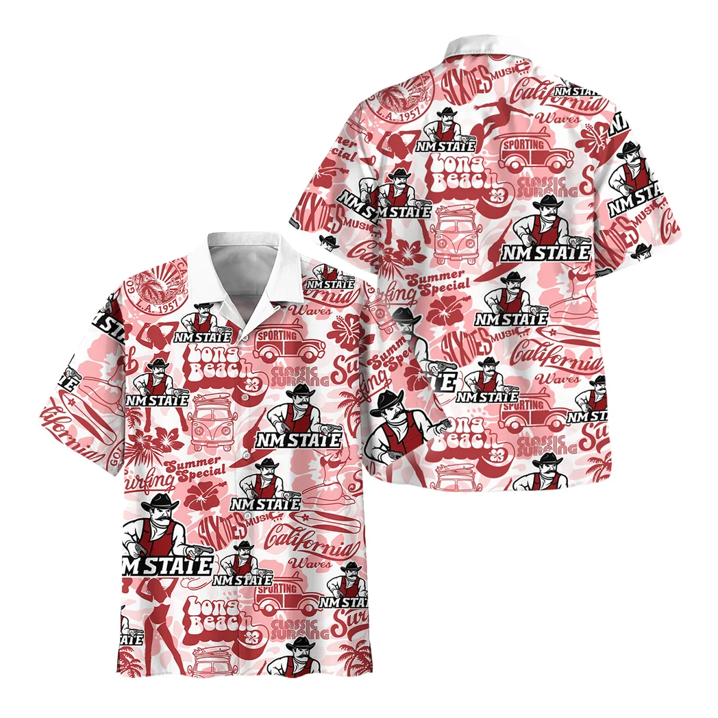 New Mexico State Aggies Hawaiian Shirt Logo Print, Classic Fan Button Shirt HVN1467NM