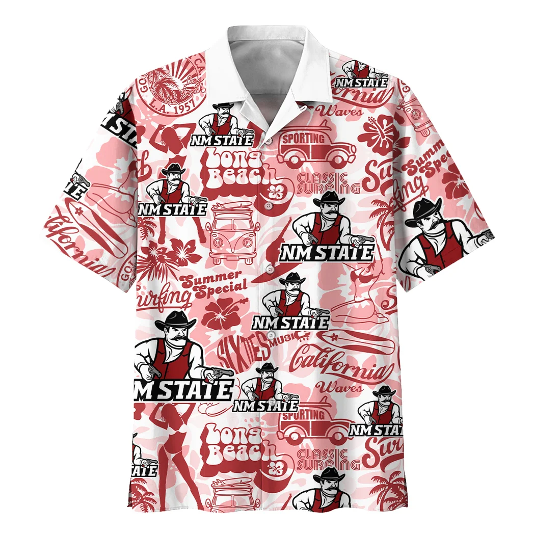 New Mexico State Aggies Hawaiian Shirt Logo Print, Classic Fan Button Shirt HVN1467NM