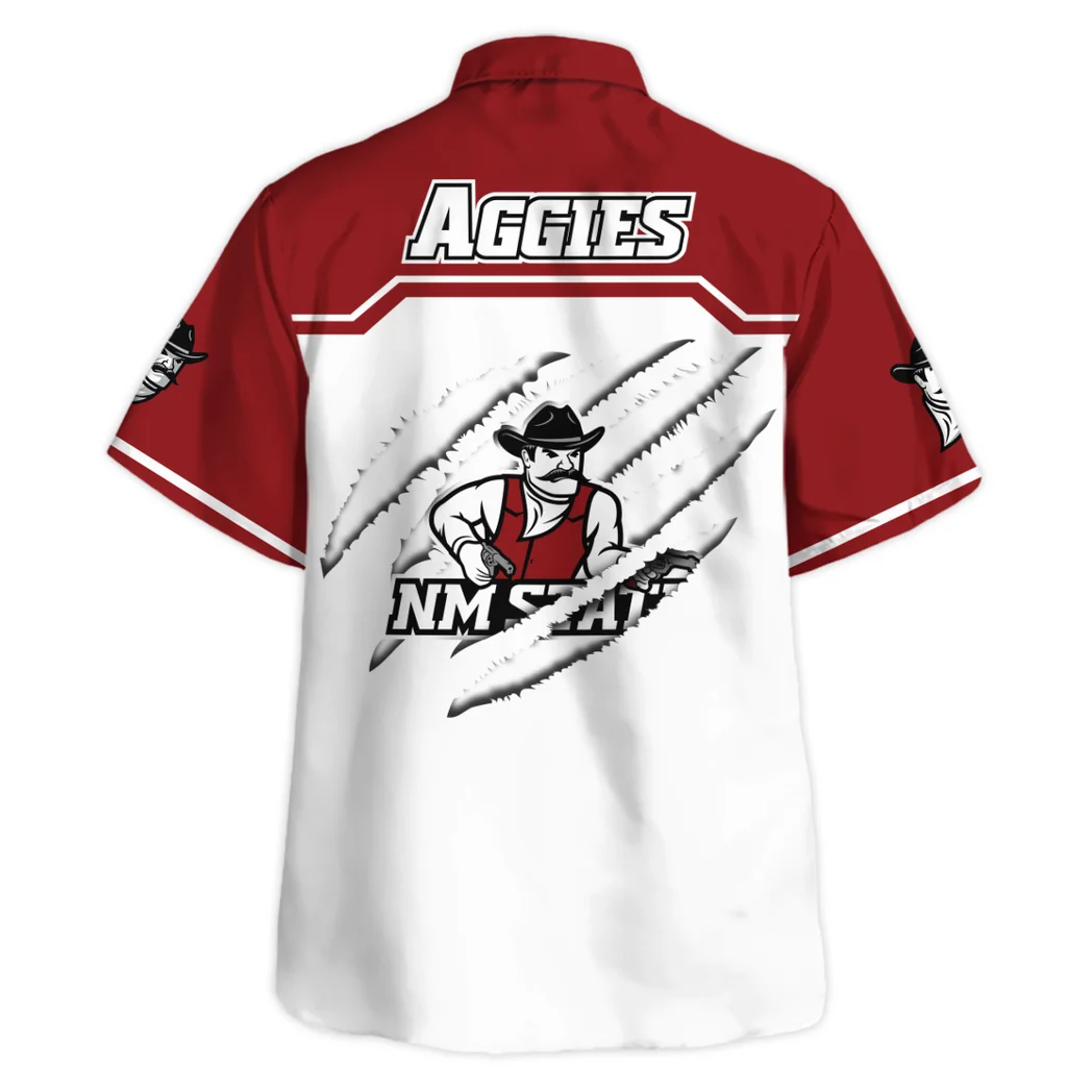 New Mexico State Aggies Hawaiian Shirt Logo Print, Fan Vibe Button Shirt HVN1469NM