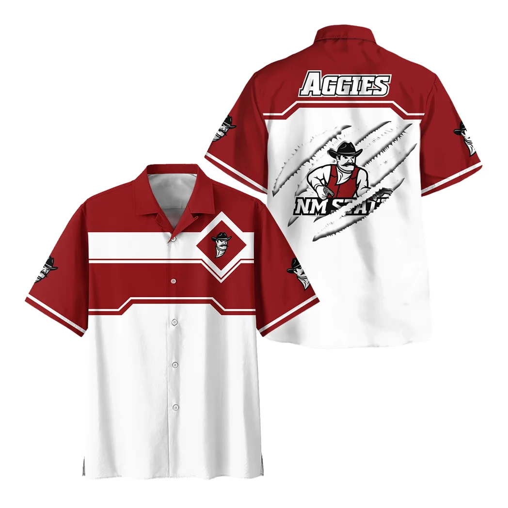 New Mexico State Aggies Hawaiian Shirt Logo Print, Fan Vibe Button Shirt HVN1469NM