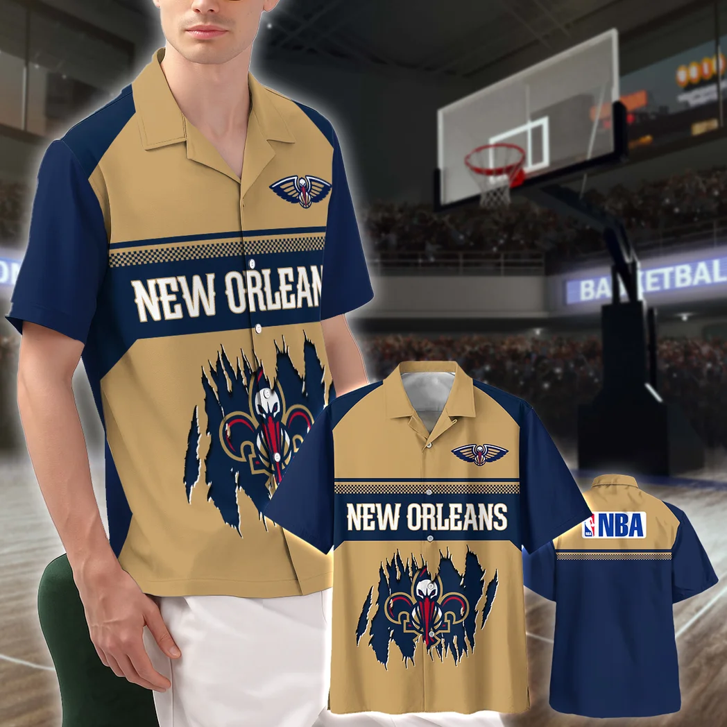 New Orleans Pelicans Hawaiian Shirt Logo Print, Everyday Spirit Button Shirt HVN1528NOP